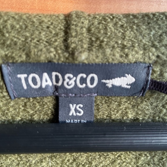 Toad & Co Wool Merino Heartfelt Hoodie Cardigan Green Olive size XS - Picture 6 of 12